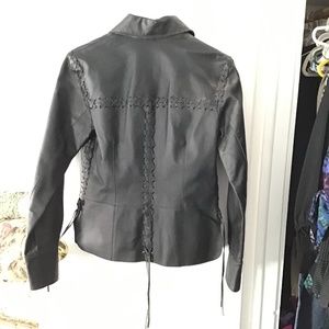 Black Leather jacket with pretty lacing details